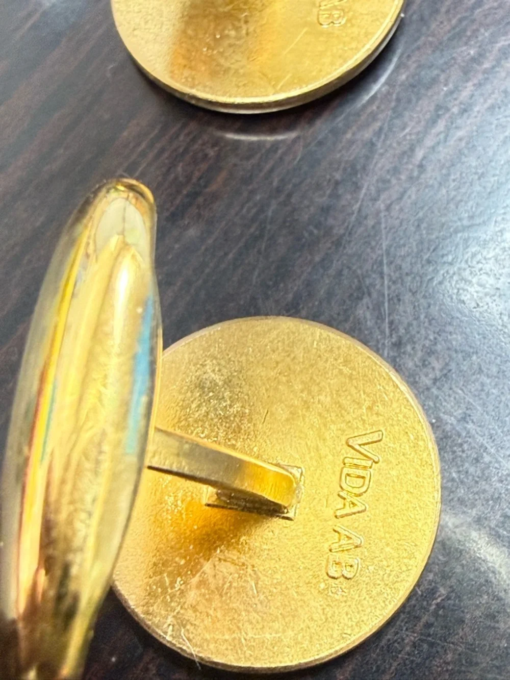 Vintage Sporrong & Co Swedish Red Enamel Cufflinks Signed Gold Estate swivel